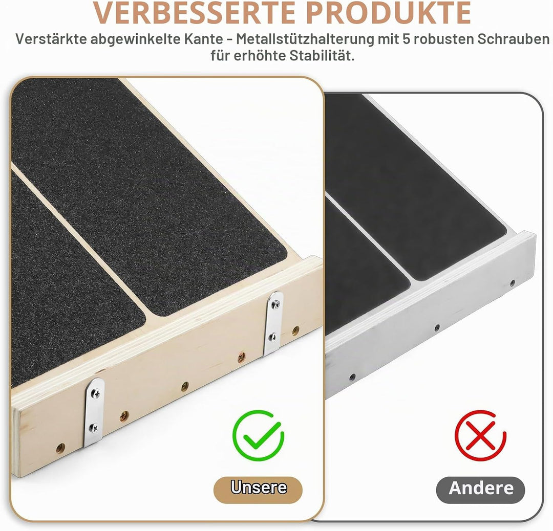 Qingning 2-in-1 Professionelles Schrägbrett aus Holz, Verstellbares Neigungsbrett und Wadendehner, S