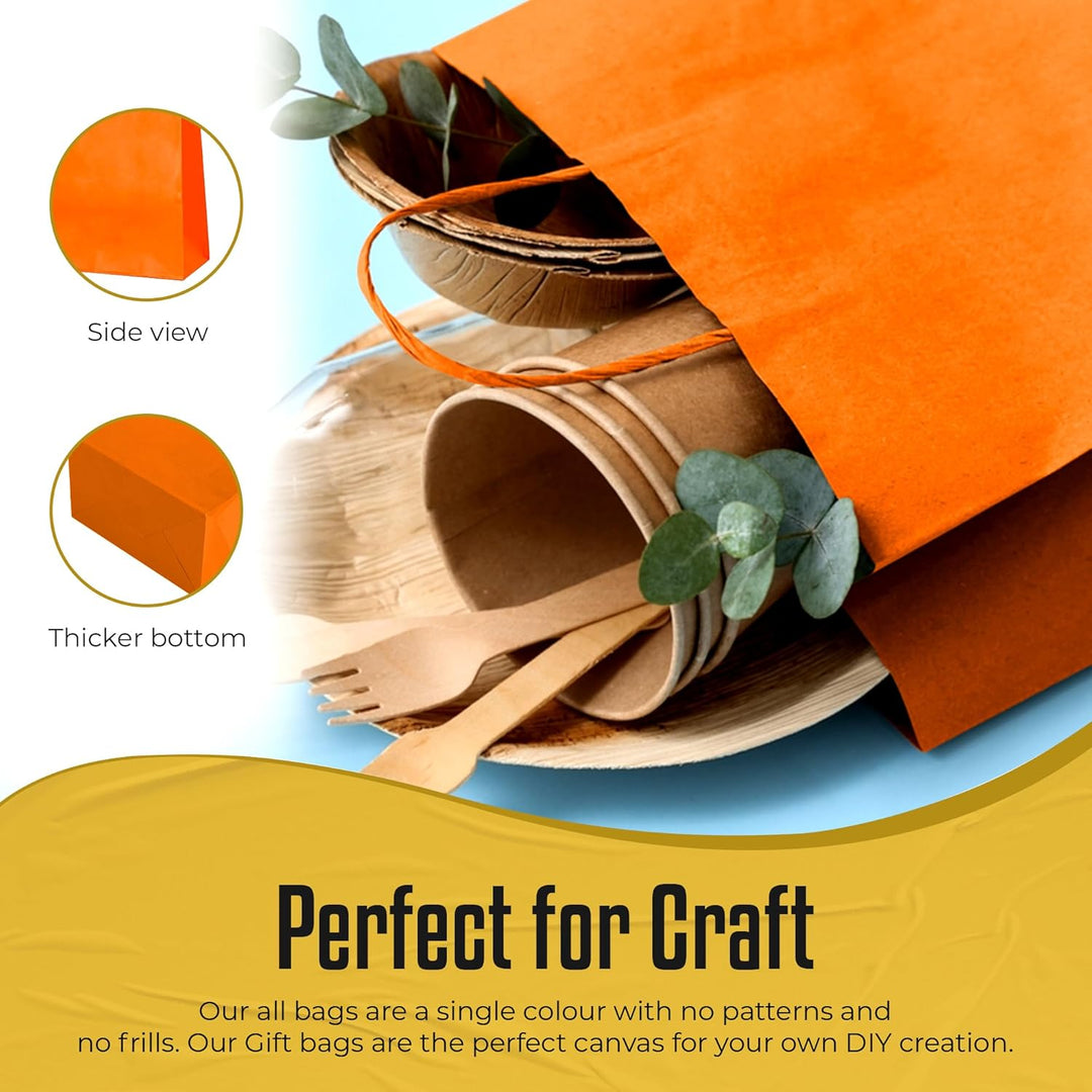 Thepaperbagstore 30 Papiertüten für Partys und Geschenke mit Griffen - Orange - 180x220x80mm Orange