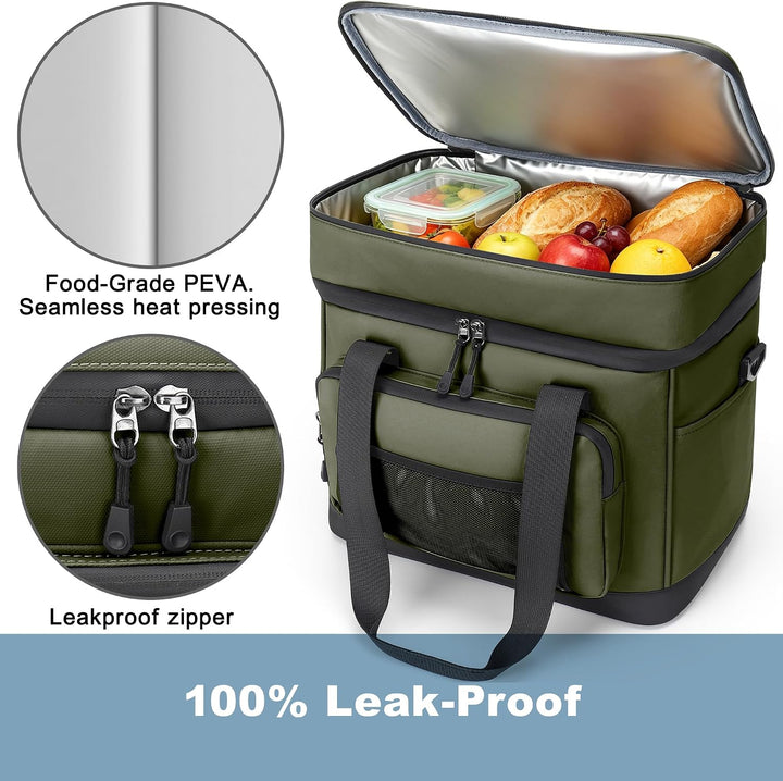 Kühltasche, 40L Grosse Kühlbox Faltbar, Wasserdichte Doppelwand Thermotasche Isolierte Picknicktasch