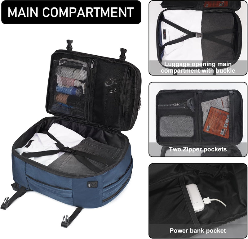 ECOHUB Rucksack 40x20x25 Ryanair Handgepäck 13 Taschen Reiserucksack Flugzeug Carry-ons Wasserdichte