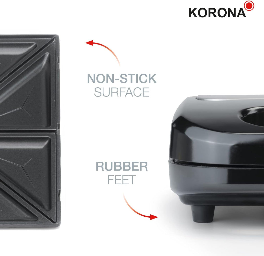 Korona 47019 XXL-Sandwichmaker | 750 Watt | Antihaftbeschichtung | Platzsparende Lagerung | Geeignet