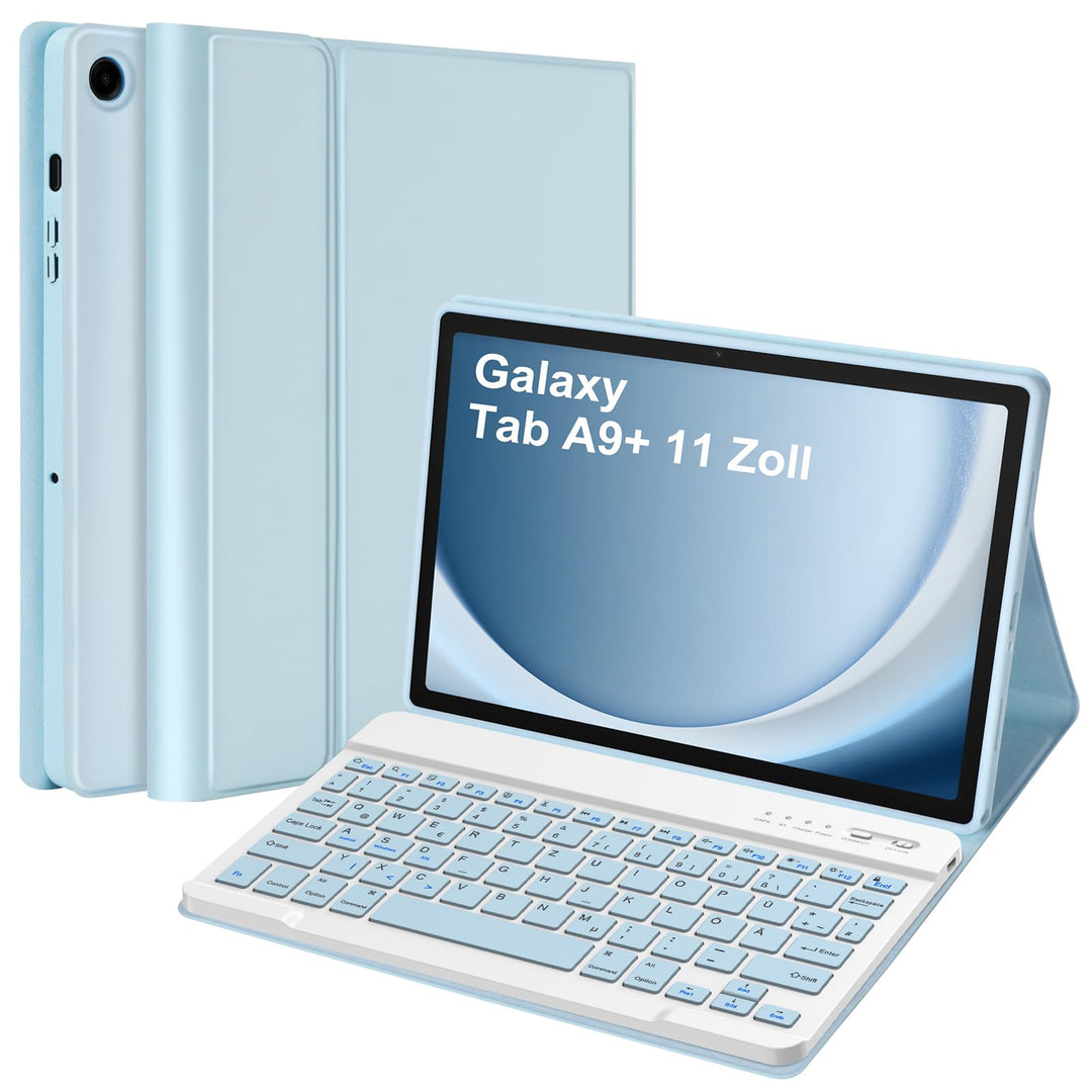Tastatur Hülle für Samsung Galaxy Tab А9+ 11 Zoll 2023(SM-X210/X215/X216B), Schutzhülle mit Automati