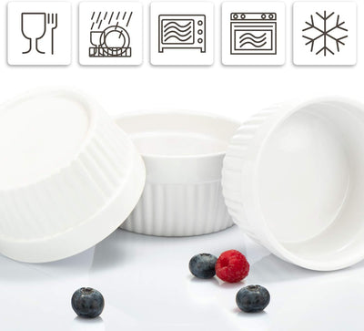 COM-FOUR® 6x Soufflé Förmchen - Creme Brulee Schälchen aus Keramik - Ofenfeste Förmchen - Dessertsch
