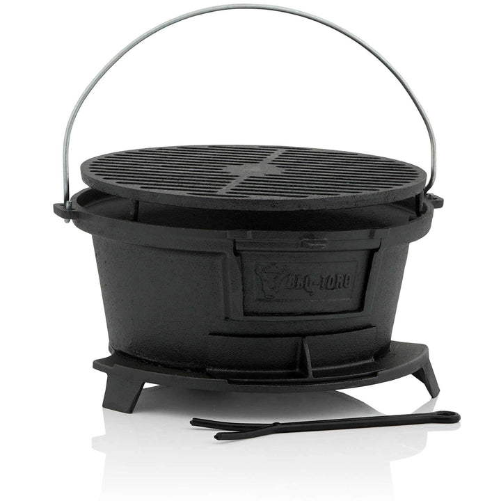BBQ-Toro Gusseisen Grilltopf mit Grillrost | (B) 43 x (T) 42 x (H) 21,5 cm | Hibachi Style Grill mit