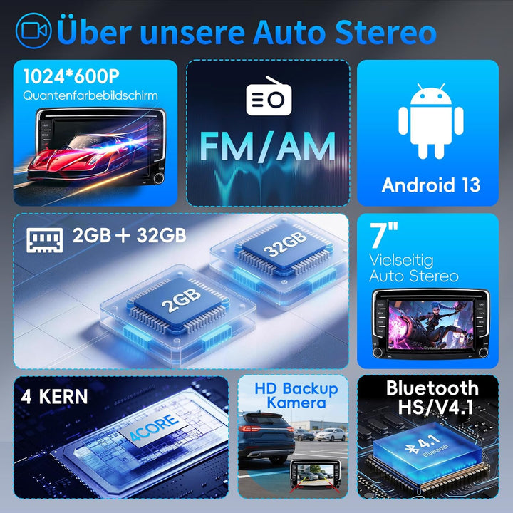 Haudio 2 DIN Autoradio mit drahtlosem Apple CarPlay & Android Auto, 7-Zoll-Autobildschirm mit Canbus