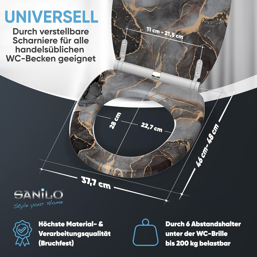 Sanilo WC Sitz mit Absenkautomatik, viele neue Toilettendeckel zur Auswahl, hochwertige Oberfläche,