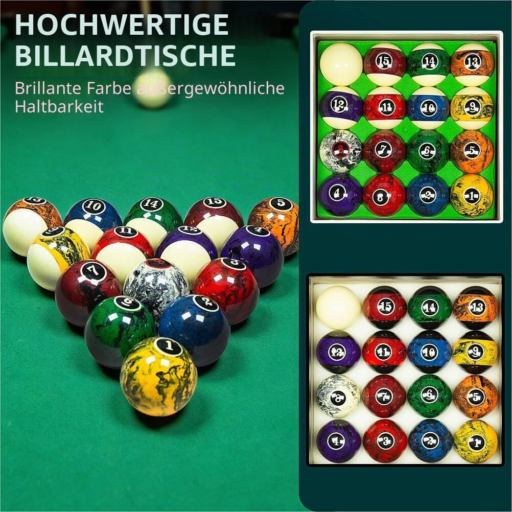 Premium 57mm Pool Ball Set - Durable Resin Billiard Balls Set for Professional & Home Game Rooms Sch