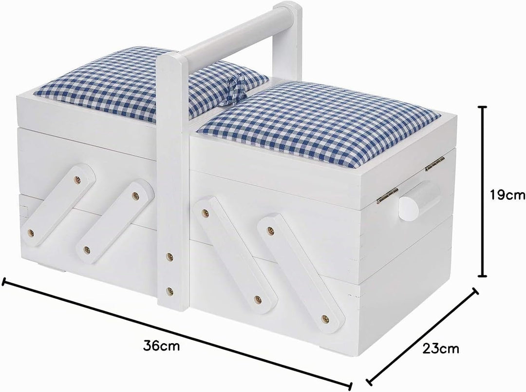 Prym 612577 Nähkasten/Nähkästchen Holz S weiss mit Stoff