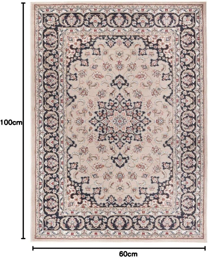 Carpeto Rugs Traditioneller Klassischer Teppich für Ihre Wohnzimmer - Beige Schwarz - Perser Orienta