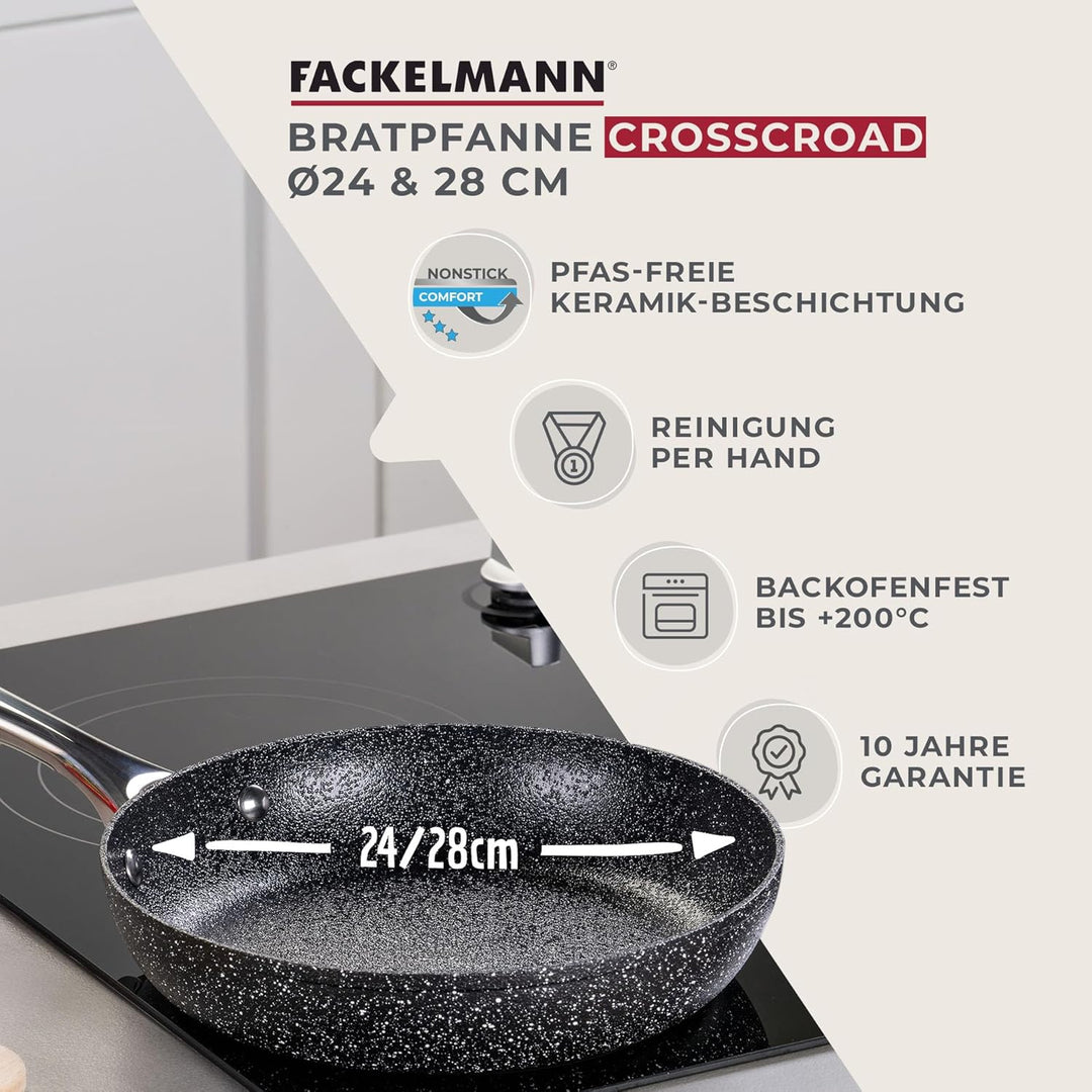 Fackelmann Bratpfannen-Set Crossroad Ø 24 & 28 cm – Aus recyceltem Aluminium, PFAS-frei, Hitzebestän