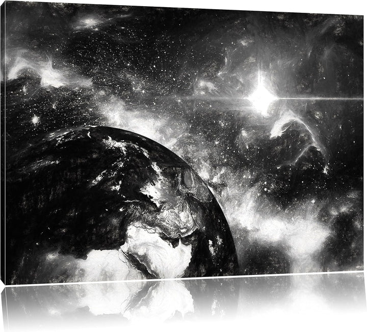 Pixxprint die Erde von Oben bei Nacht Kunst als Leinwandbild/Grösse: 100x70 / Wandbild/Kunstdruck/fe