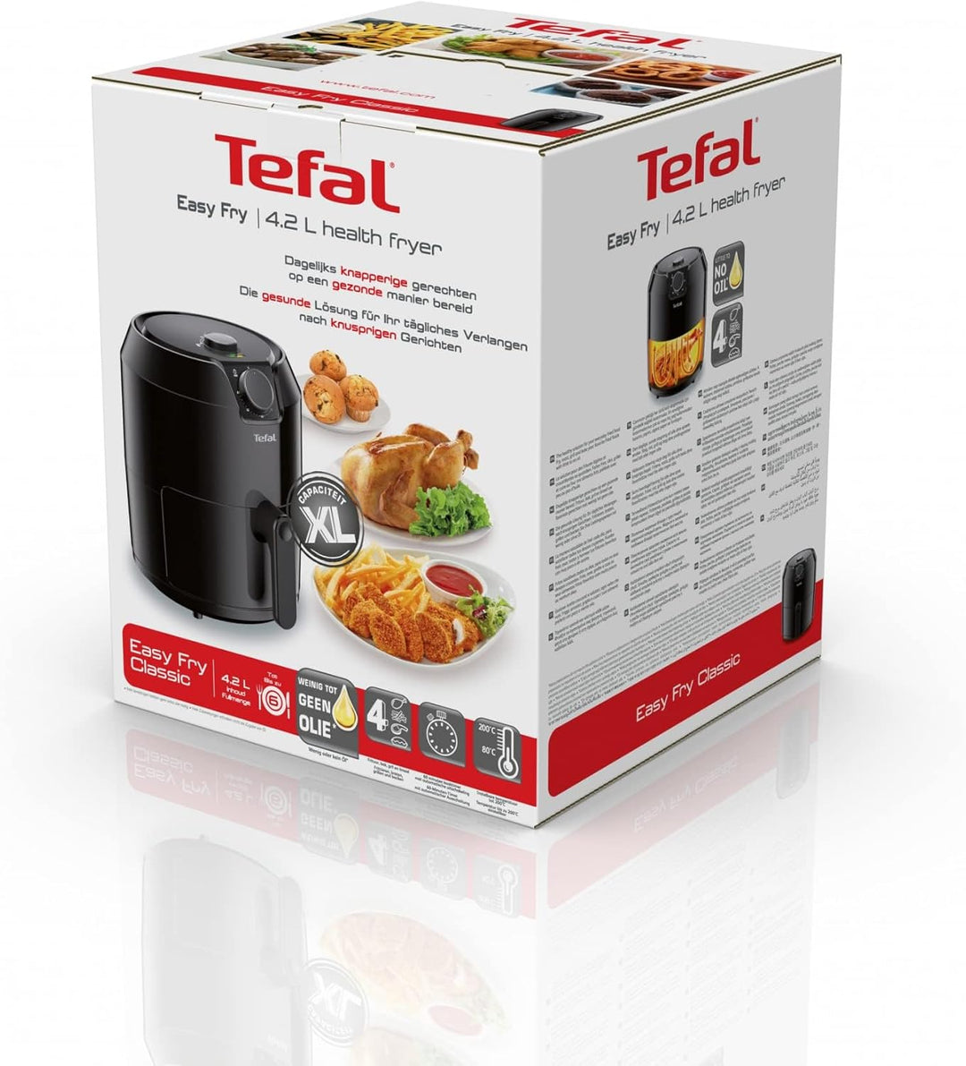 Tefal Easy Fry Classic XL Heissluftfritteuse, 1500 Watt, 4,2 Liter Kapazität, regelbarer Thermostat,