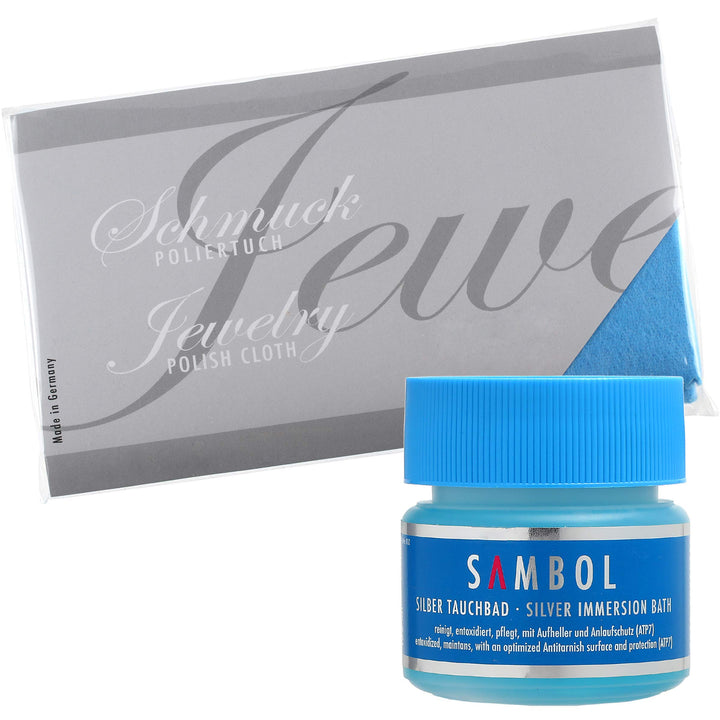 Sambol Silber Tauchbad Set 150 ml Silberbad und 15x16cm Silberpoliertuch