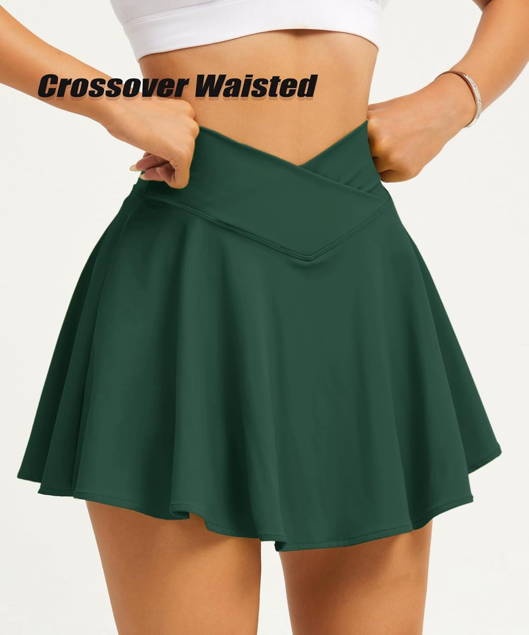 Navneet Tennisrock Crossover Rock mit Hose drunter Hosenrock Damen Sportrock Faltenrock Minirock Gol