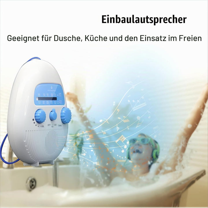 Wasserdichtes Duschradio AM FM Hängendes Kabelloses Badezimmerradio Batteriebetriebenes Badradio mit
