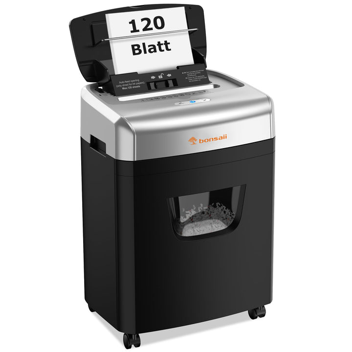 Bonsaii 120 Blatt Aktenvernichter mit Automatischem Einzug, P-4 Partikelschnitt, Extrem Leise mit 62