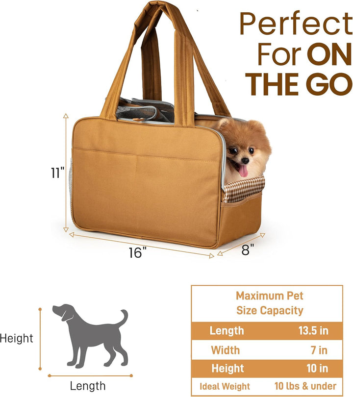 Hundetragetasche für kleine Hunde – Baumwolle gepolsterte Innenseite, mehrere Taschen, atmungsaktive