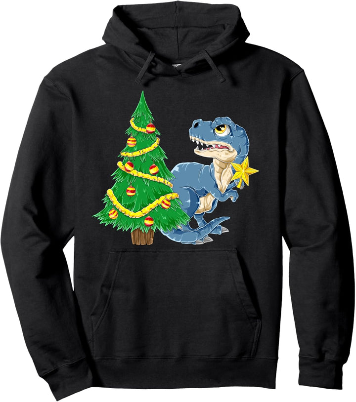 Lustiges T-Rex Weihnachtensbaum Weihnachten Dinosaurier Dino Pullover Hoodie