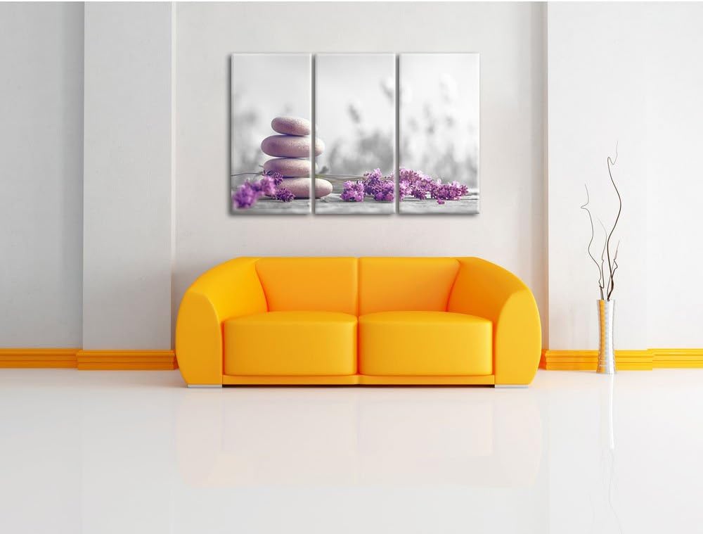 Pixxprint Lavendel Spa-Stillleben als Leinwandbild/Grösse: 3 Teilig (120x80) cm/Wandbild/Kunstdruck/