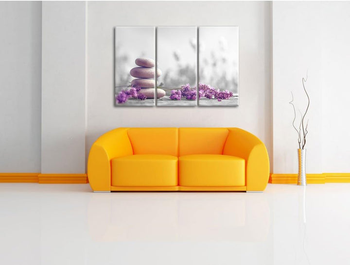 Pixxprint Lavendel Spa-Stillleben als Leinwandbild/Grösse: 3 Teilig (120x80) cm/Wandbild/Kunstdruck/