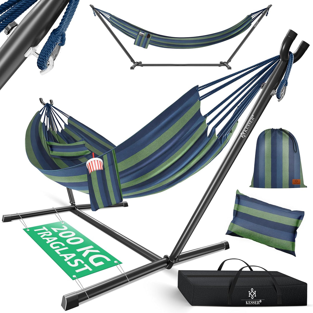 KESSER® Hängematte Lake mit Gestell, Doppel für 2 Personen, 200kg Belastbarkeit, Indoor & Outdoor, X