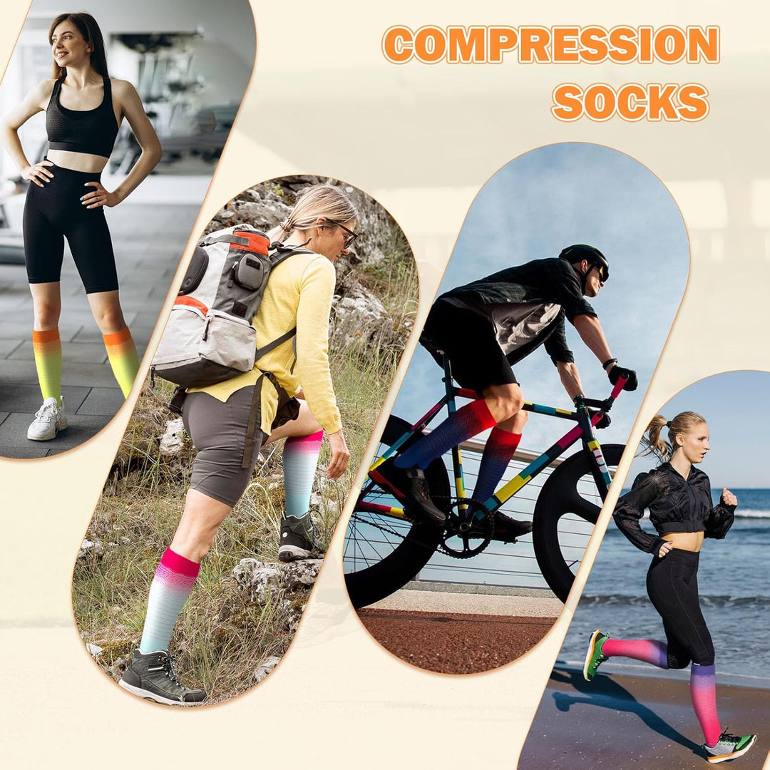 LEOSTEP Kompressionsstrümpfe für Männer und Frauen (6 Paar) – Kompressionssocken für Alltag, Reise,