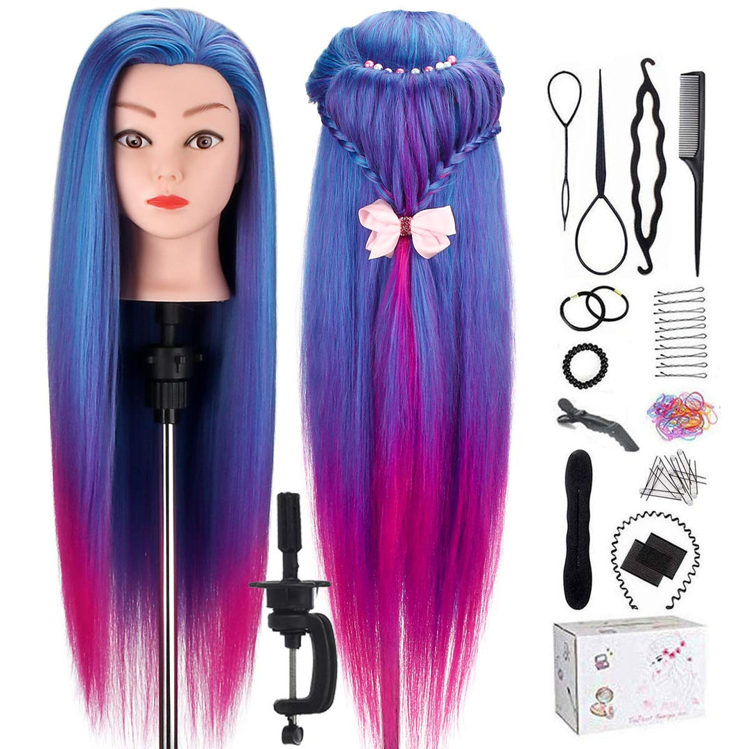 TopDirect 66cm/26 Zoll Übungskopf Frisierkopf Friseur 100% Synthetisches Haar Perückenkopf Trainings