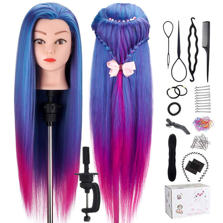 TopDirect 66cm/26 Zoll Übungskopf Frisierkopf Friseur 100% Synthetisches Haar Perückenkopf Trainings