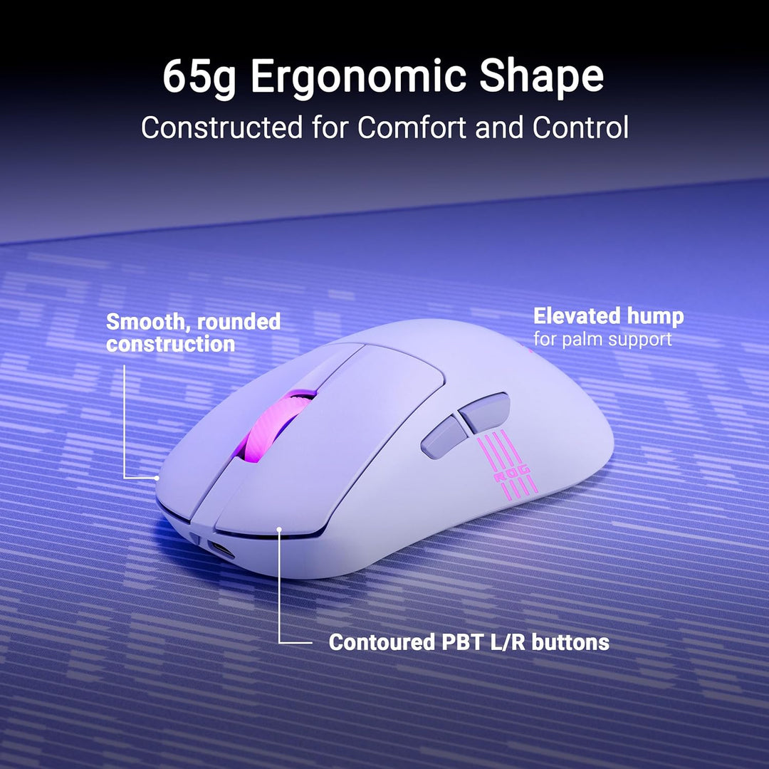 ASUS ROG Keris II Origin White Wireless RGB Gaming-Maus (ergonomisch, FPS Esport 65g leicht, ROG Aim