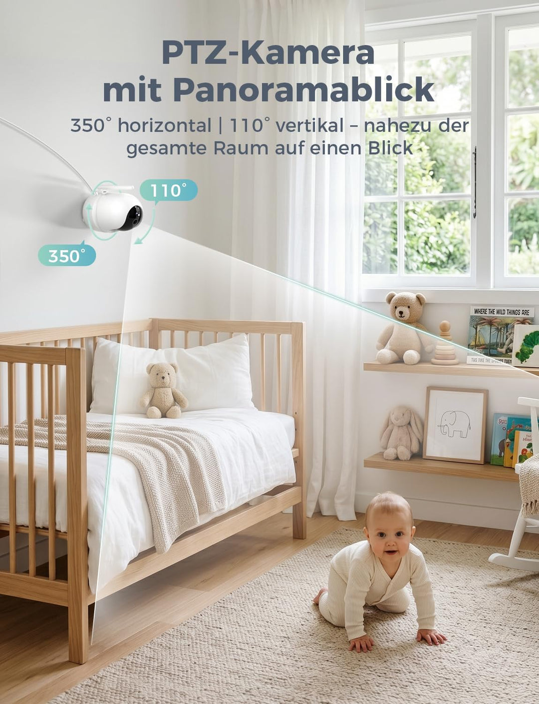 GHB Babyphone mit Kamera 5 Zoll LCD Display Babyphone Kamera VOX-Modus Gegensprechen Nachtsicht Temp