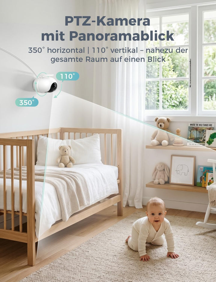 GHB Babyphone mit Kamera 5 Zoll LCD Display Babyphone Kamera VOX-Modus Gegensprechen Nachtsicht Temp