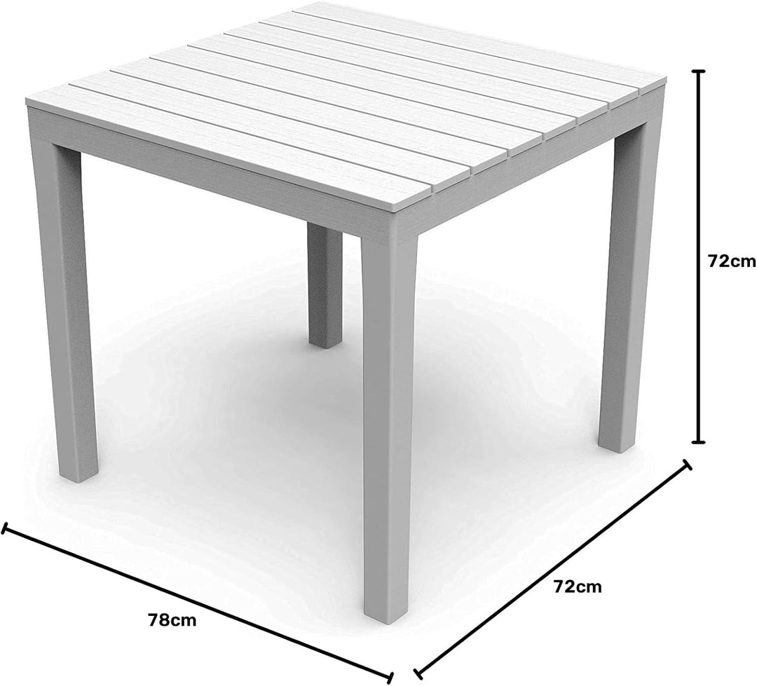 Mojawo Bistrotisch Kunststoff 78x78cm Weiss Campingtisch eckig Balkontisch Gartentisch Terrassentisc