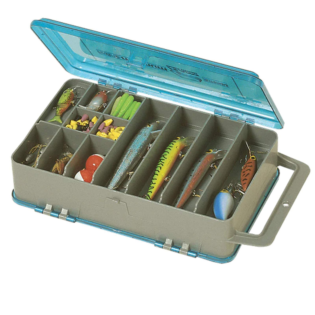 Plano Kleine doppelseitige Tackle Box Premium Tackle Storage Metallic-grau & Blau M, Metallic-grau &