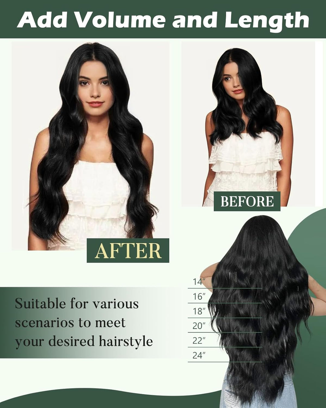 Ugeat Tressen Extensions Echthaar Schwarz #1 Lang Hair Bundles Echthaar Haartressen Extensions Echth