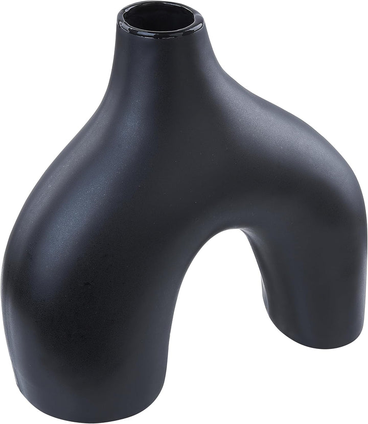 Dekorative Blumenvase Keramik Wohnzubehör 30 cm Schwarz Lamia