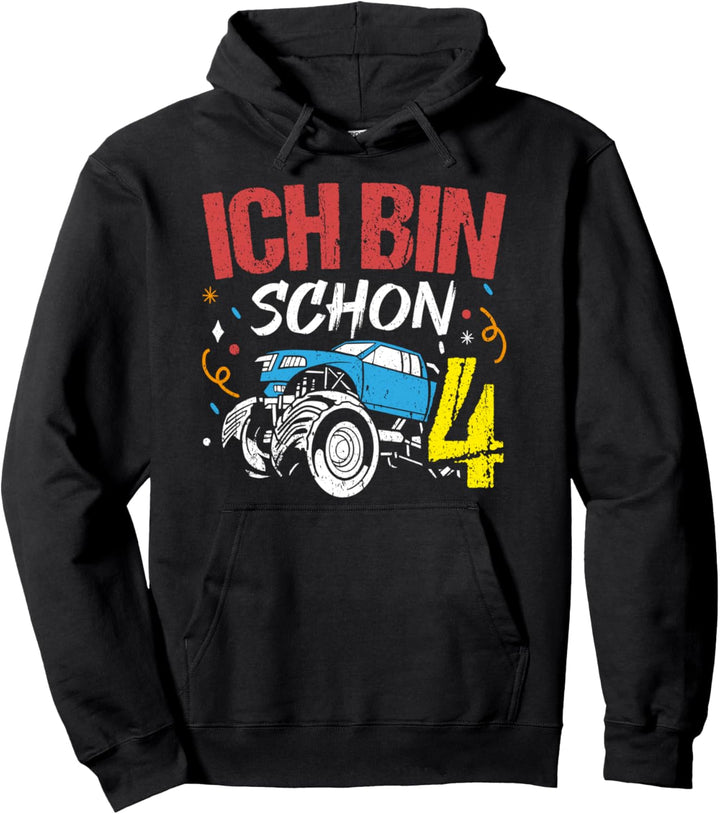 Monster Truck Geburtstags Geschenk Ich bin schon 4 Jahre Pullover Hoodie