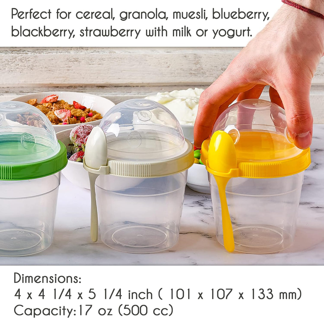 CRYSTALIA Joghurt Becher to Go mit Deckel Set 4 500ml 100% BPA FREI Müslibecher to Go, Porridge To G