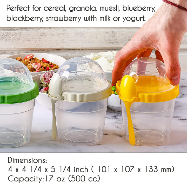 CRYSTALIA Joghurt Becher to Go mit Deckel Set 4 500ml 100% BPA FREI Müslibecher to Go, Porridge To G