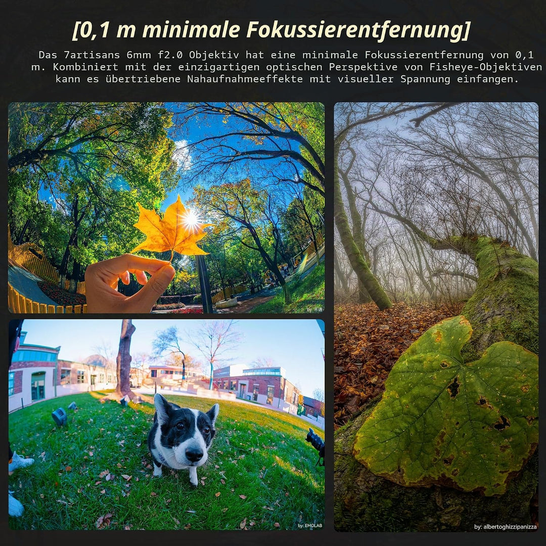 7artisans 6mm F2.0 für E-Mount APS-C-Fischaugen-Ultraweitwinkel-Kameraobjektiv,manueller Fokus,220°-