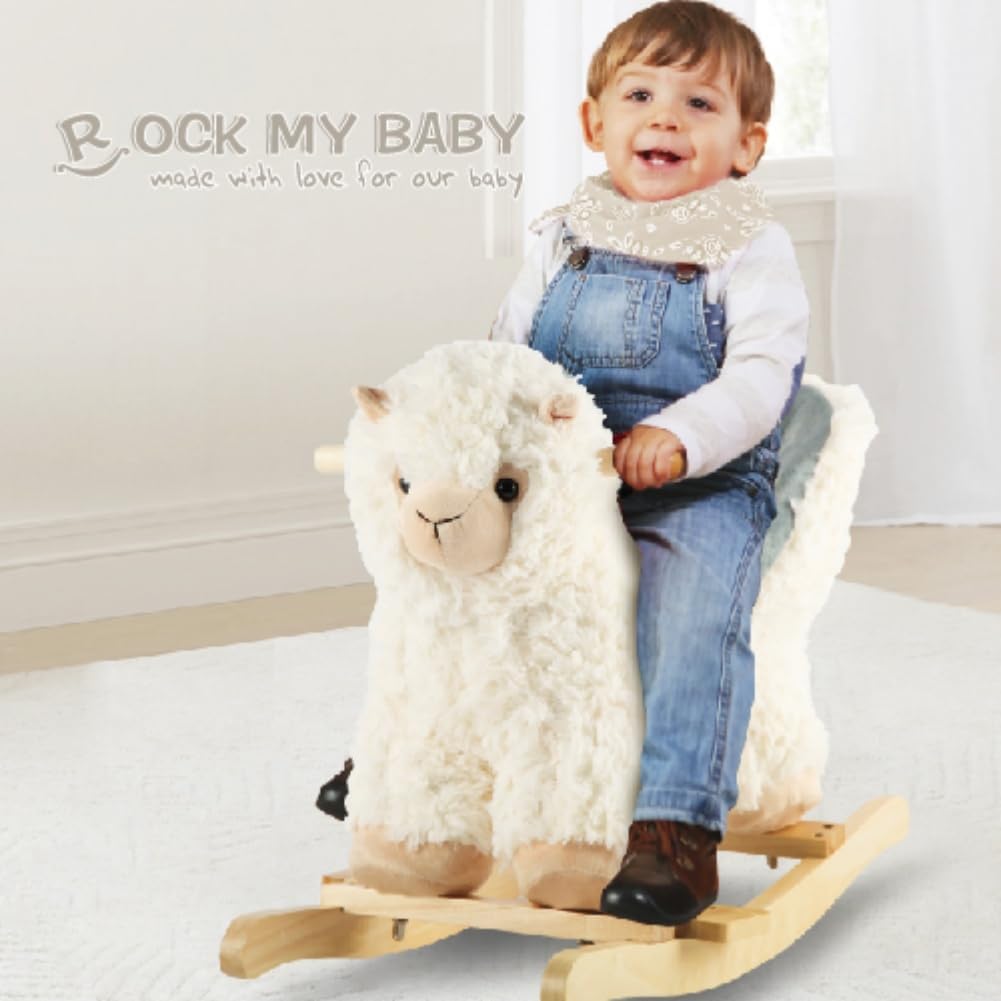 Plüsch Rocking Horse -Schaukeltier Schaukelpferd Schaukelspielzeug，TIC、CPC Zertifizierung (Weiss) Cr