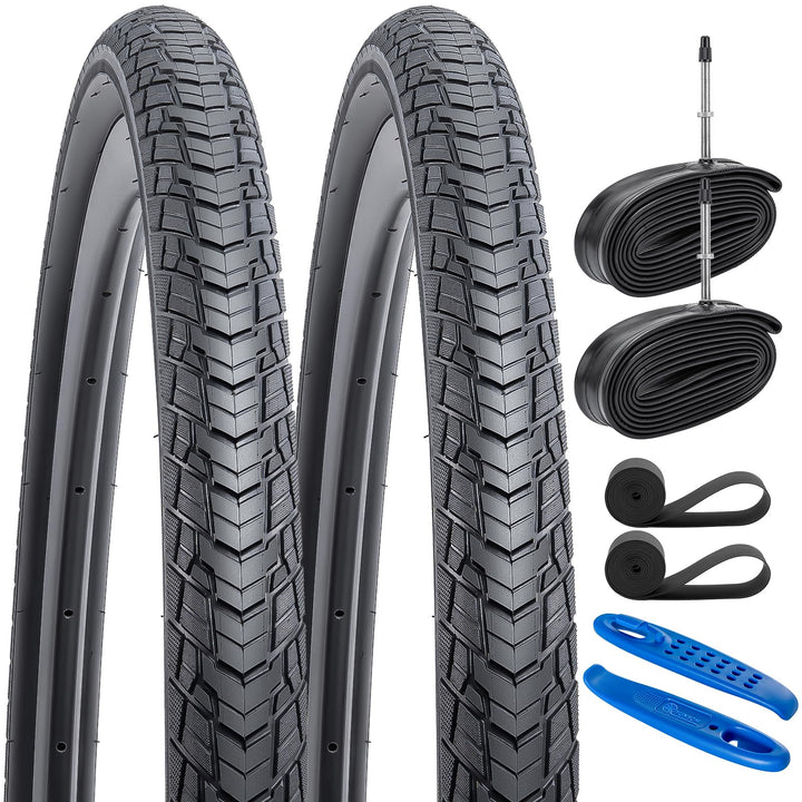 YunSCM 2er-Pack 28 Zoll Fahrradreifen 28x1.50 700x38C Mantel 38-622 und 2er-Pack 700C Schlauch 700x3