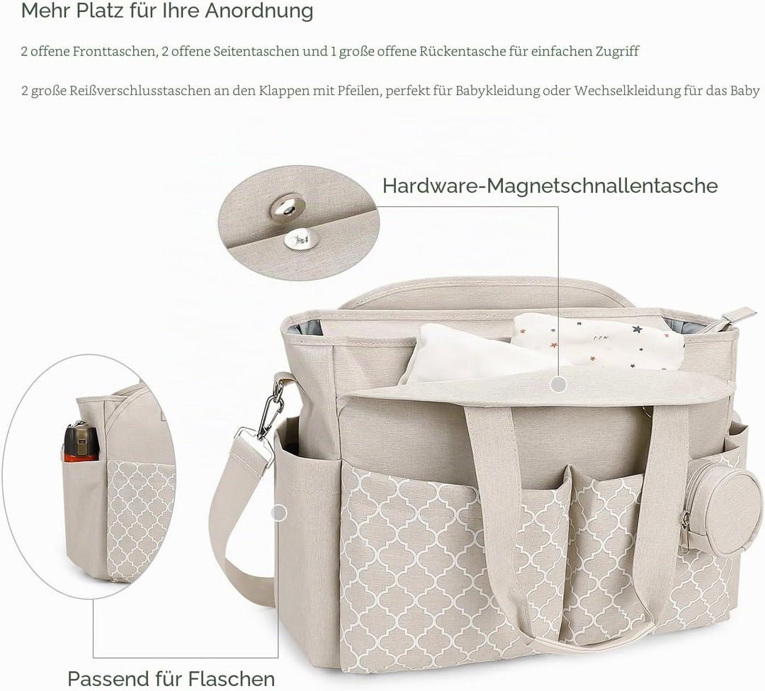 Lmbabter Diaper Bag Wickeltasche Beige, Beige