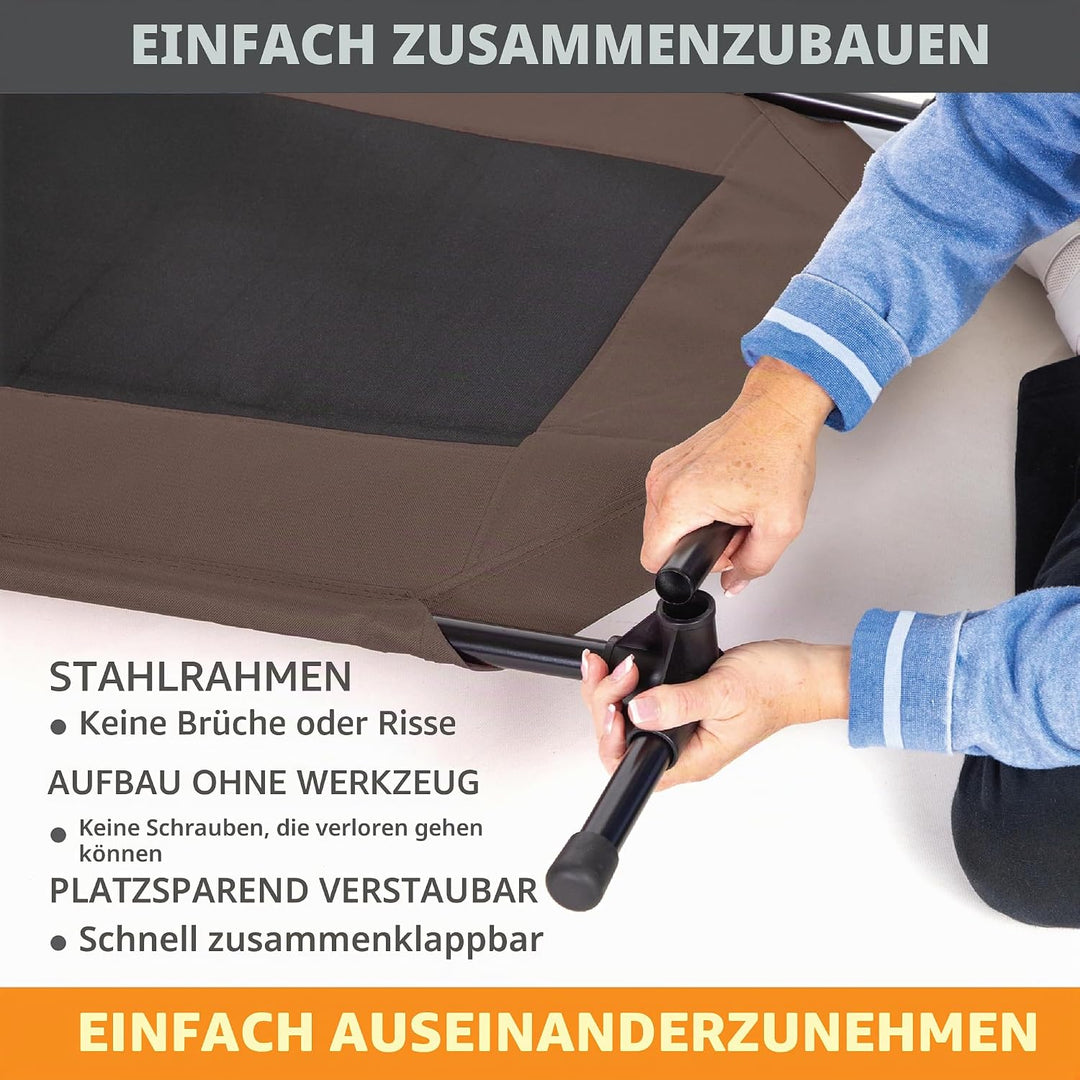 K&amp;H PET PRODUCTS Hundebett, erhöht, Netzstoff, Grösse M, 63,3 x 81,8 x 17,8 cm, Schokoladenbraun/Sch