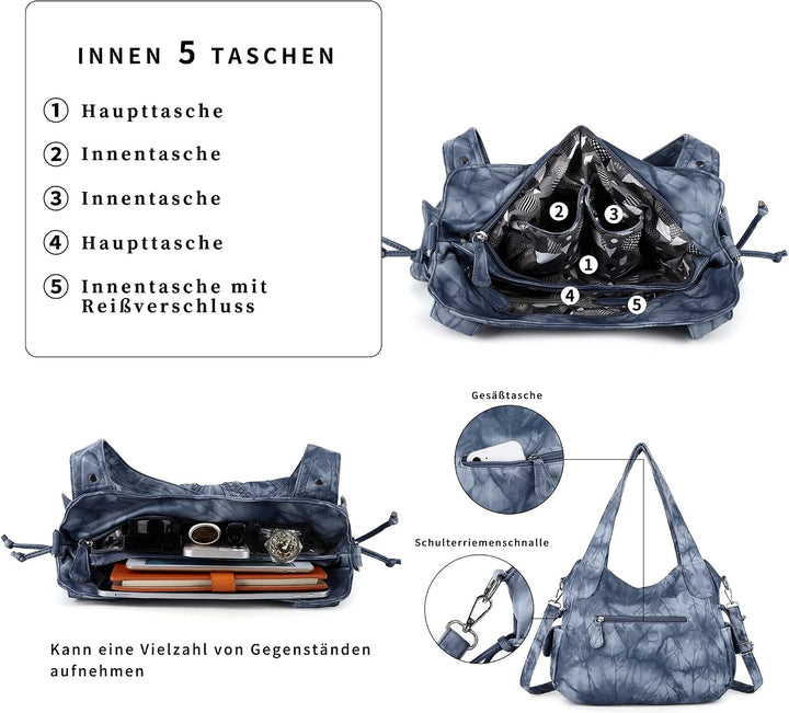 angel kiss Handtasche Damen Schultertasche Multifunktionale Umhängetaschen Wasserdicht PU Veganes Le