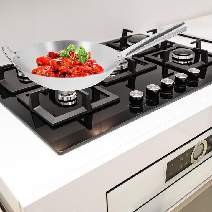 Luxshiny Edelstahl Bratpfanne 30cm Antihaftbeschichtet mit Langem Griff Wok Pfanne Tief Induktion Ge