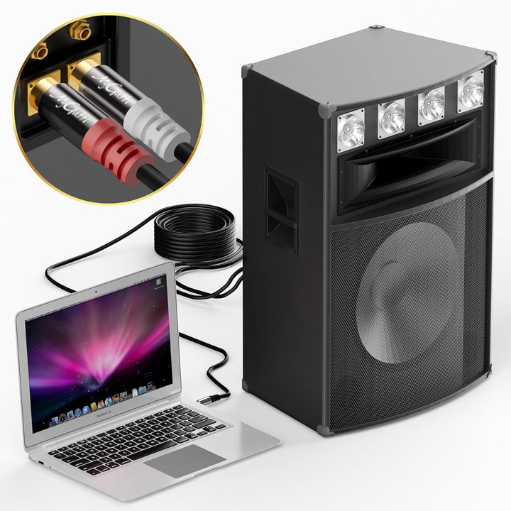 Mygatti Klinke 3,5mm auf Cinch Kabel 20 Meter,2 RCA Stecker auf Aux Stereo Audioadapter,Aux-Cinch Y
