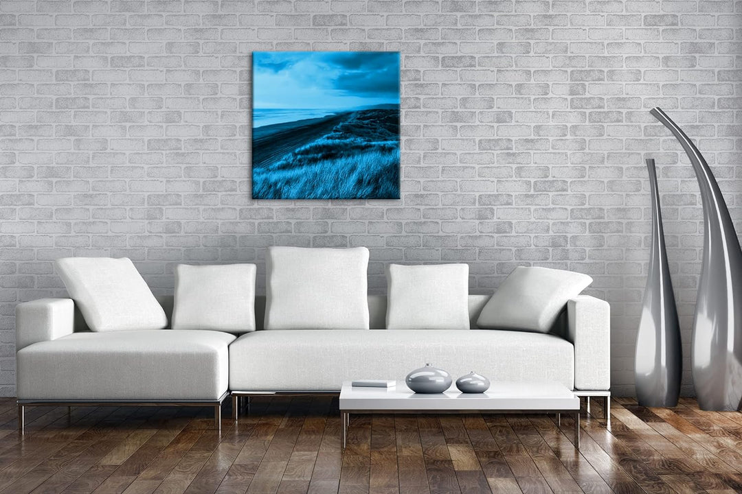 deyoli Neuseeland Küste Format: 60x60 Effekt: Monocrome Blau als Leinwand, Motiv fertig gerahmt auf