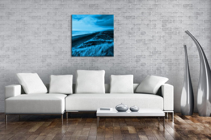 deyoli Neuseeland Küste Format: 60x60 Effekt: Monocrome Blau als Leinwand, Motiv fertig gerahmt auf