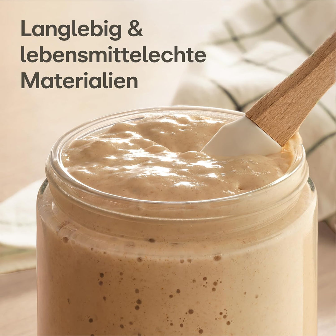 Praknu Sauerteig Starter Set aus Glas (1000ml) Komplett-Set mit Anleitung für Einsteiger & Zuhause b