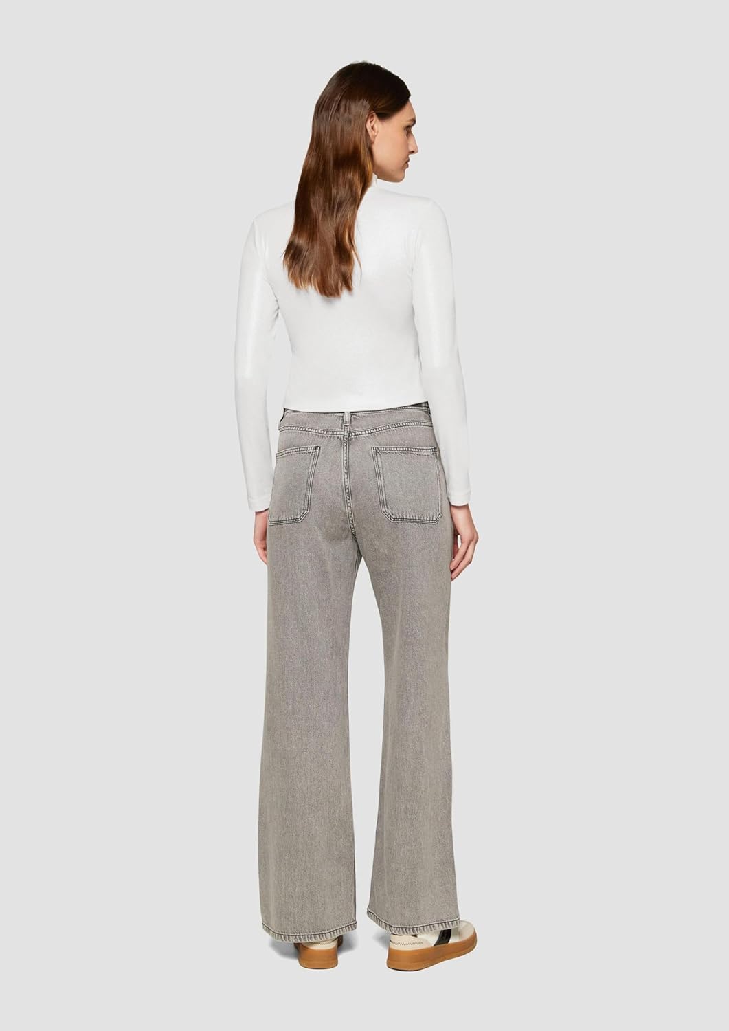 s.Oliver Damen 2156422 Langarmshirt mit Stehkragen (1er Pack) 44 0010_silber, 44 0010_silber